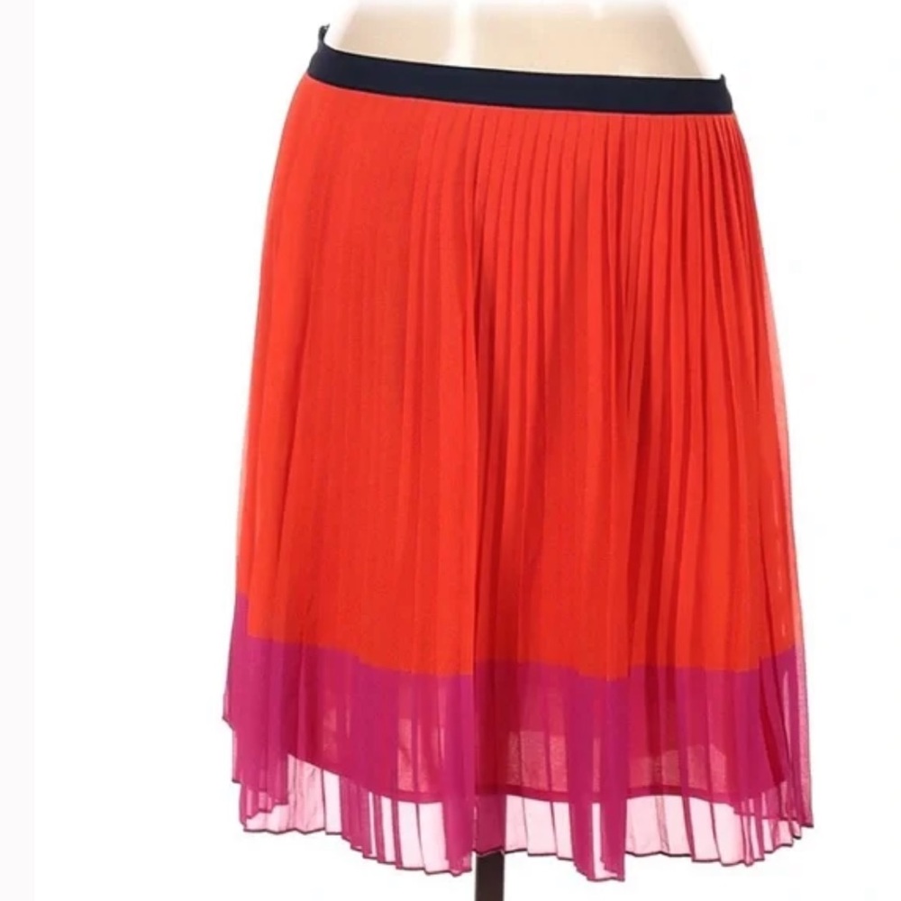 Elegant Red and Pink Pleated Skirt
